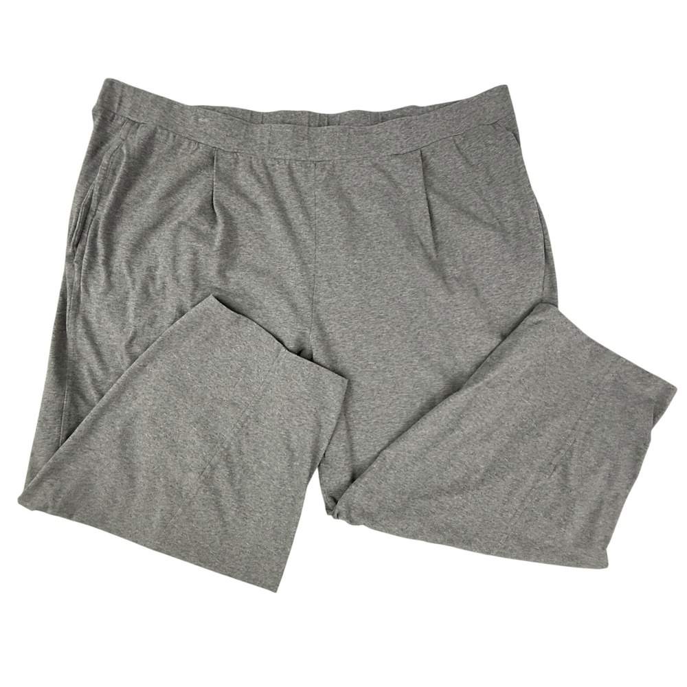 Eileen Fisher Pants Women 2X Gray Organic Cotton Stretch Wide Leg‎ Cropped
